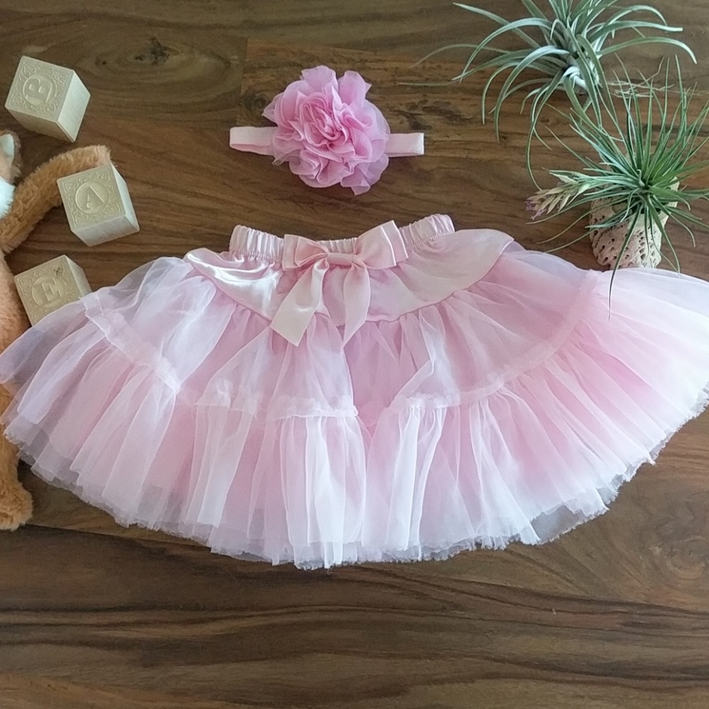 Popatu Ruffle Tutu Skirt w/ Headband Set sz 12-24M